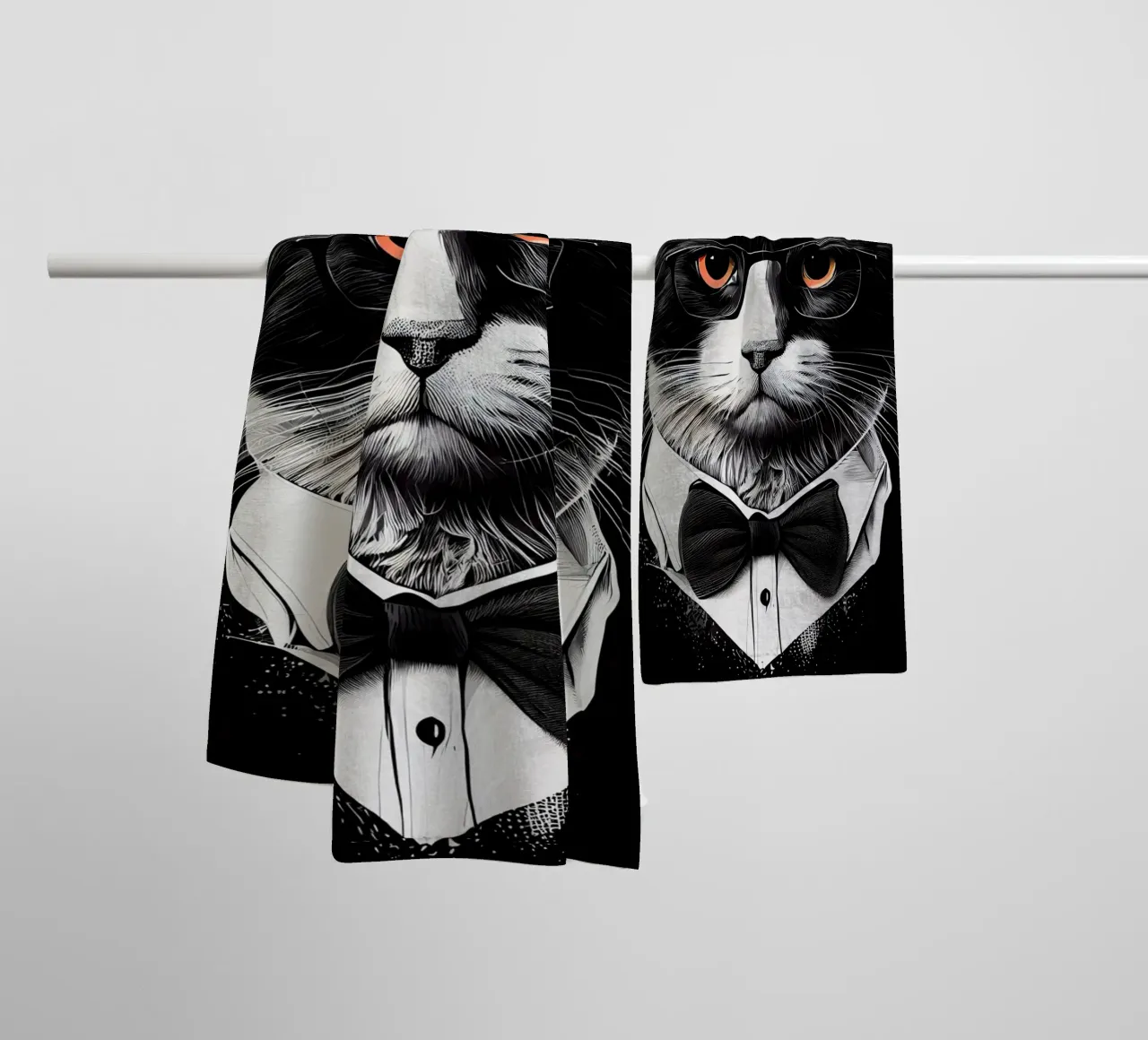 Gatto hipster Oliver arte animale asciugamano da bagno da Justyna Jaszke JBJart