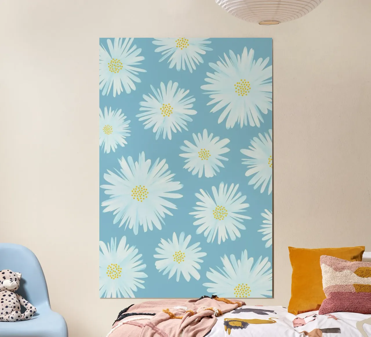 Kristian Gallagher - Margherite blu poster con telaio in plastica da The Artcircle