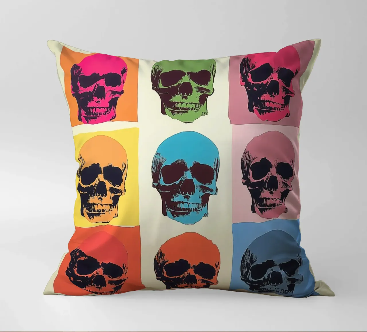 Teschio Pop Art ispirato a Andy Warhol cuscino da Autofocus