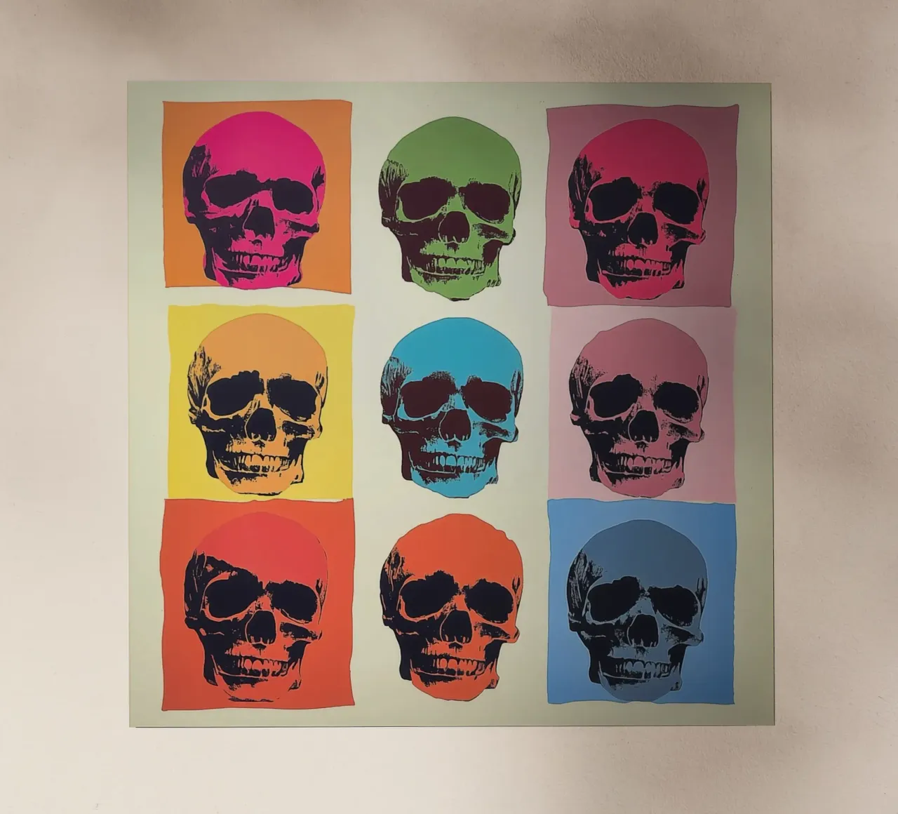 Teschio Pop Art ispirato a Andy Warhol pellicola backlit da Autofocus