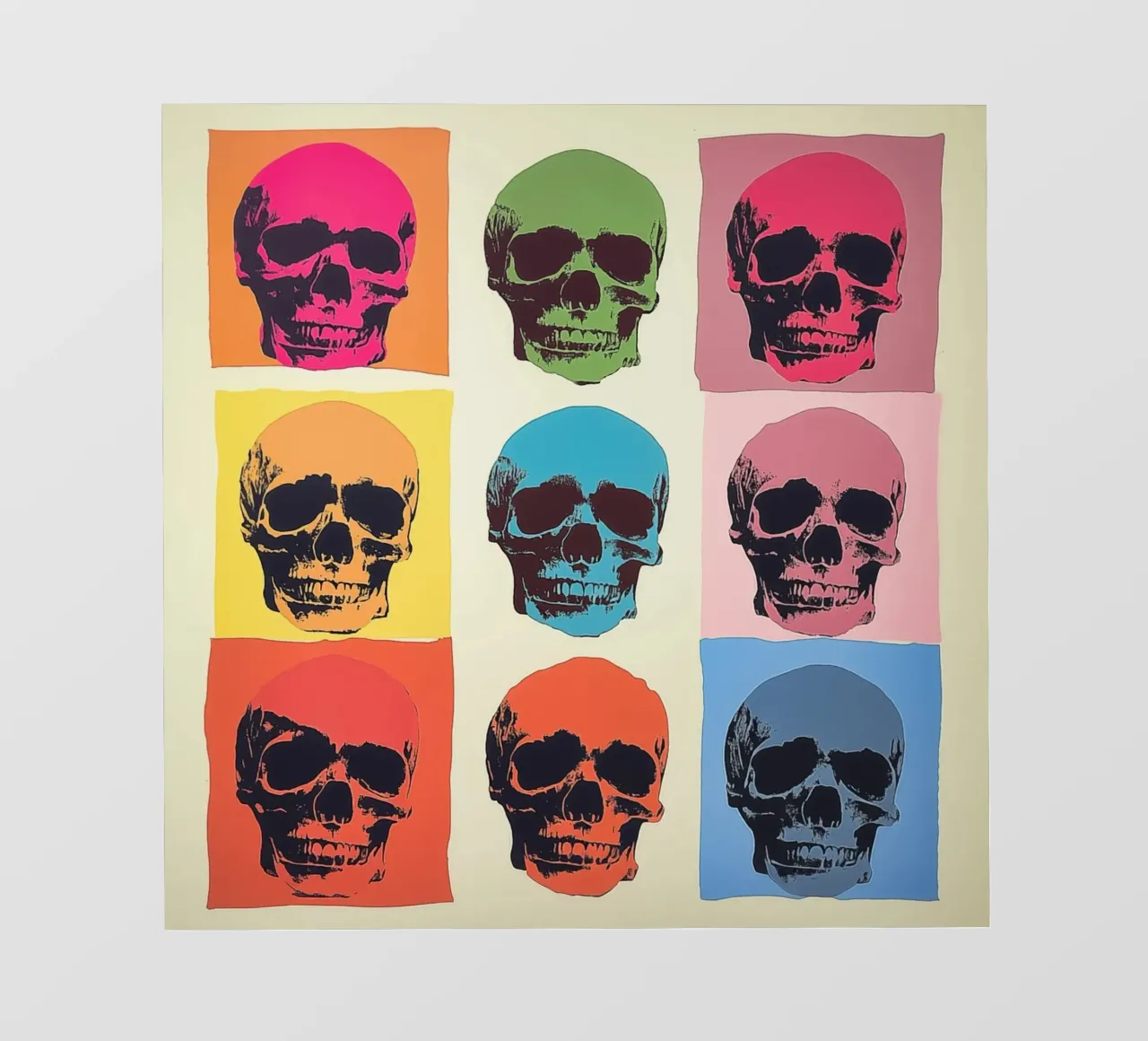 Teschio Pop Art ispirato a Andy Warhol pellicola backlit da Autofocus