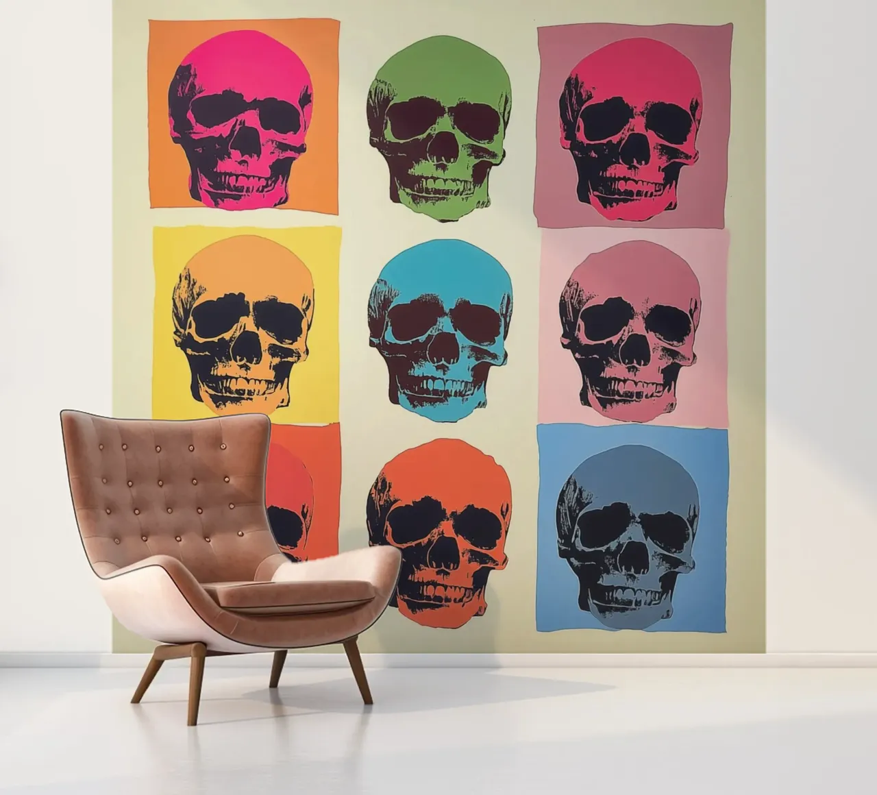 Teschio Pop Art ispirato a Andy Warhol carta da parati fotografica da Autofocus