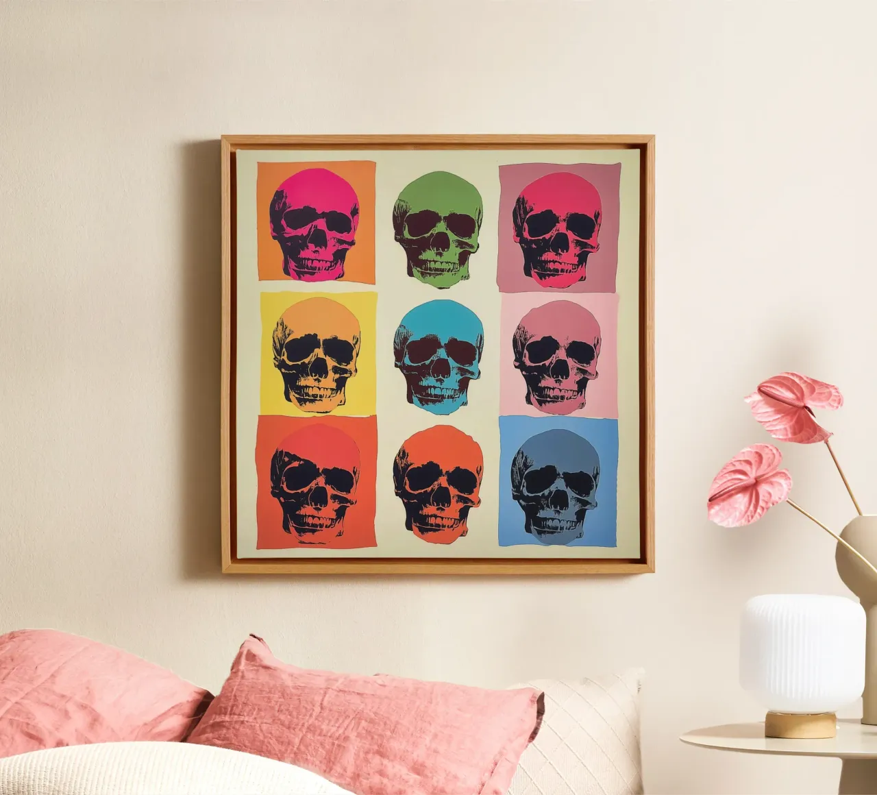 Teschio Pop Art ispirato a Andy Warhol tela con Cornice a cassetta da Autofocus