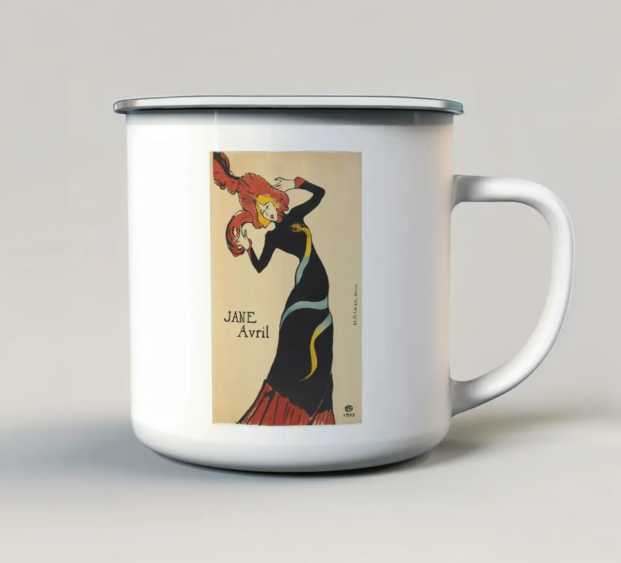 Henri de Toulouse-Lautrec - Jane Avril (1899) tazza in smalto da Timeless Artworks