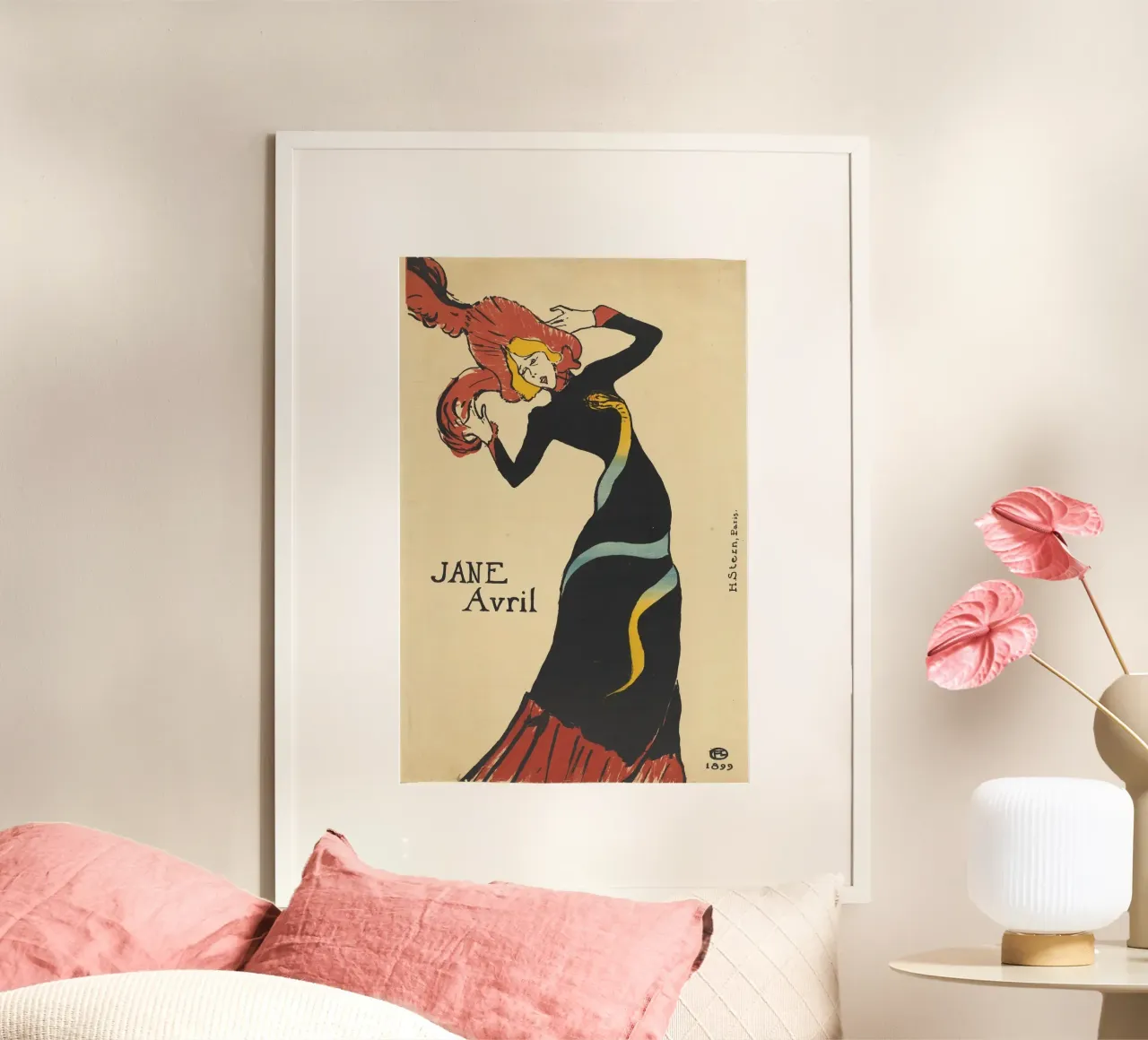 Henri de Toulouse-Lautrec - Jane Avril (1899) poster con telaio in alluminio da Timeless Artworks