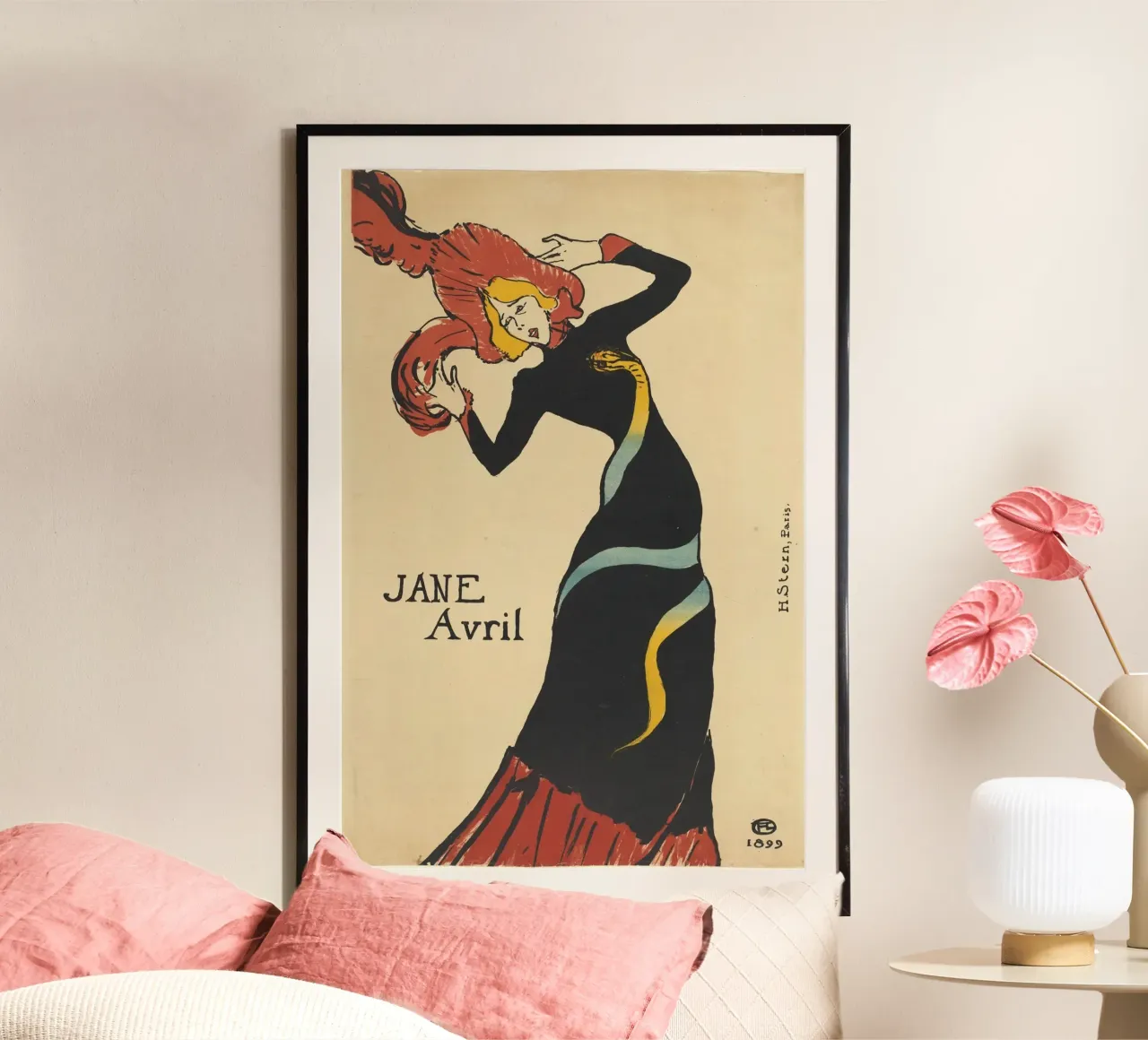 Henri de Toulouse-Lautrec - Jane Avril (1899) poster con telaio in alluminio da Timeless Artworks