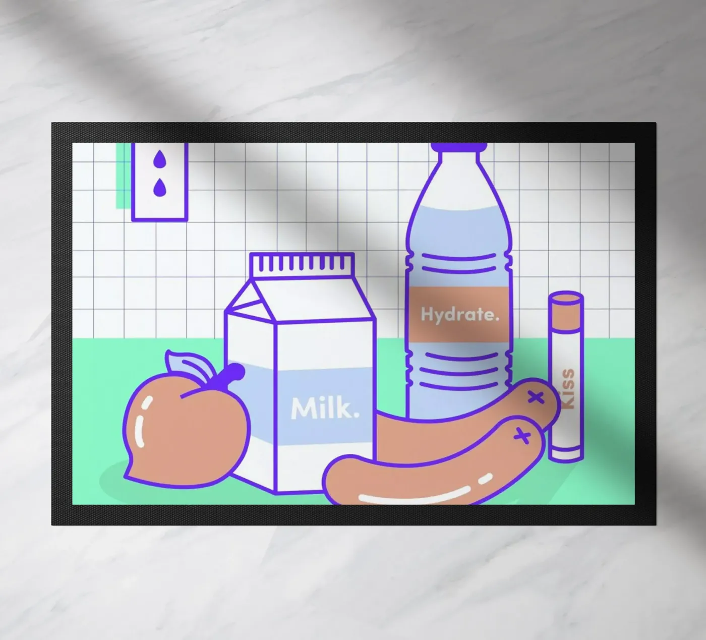 Peachy Objects doormat by Rachel Peck