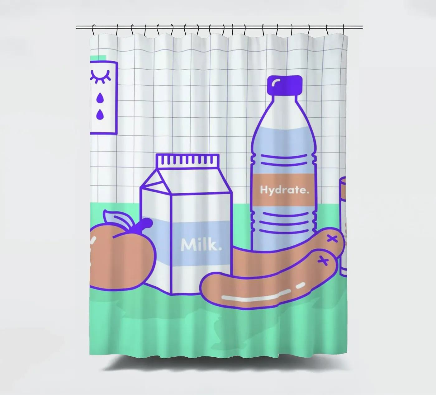 Peachy Objects shower curtain by Rachel Peck