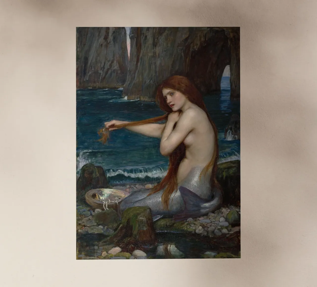 John William Waterhouse - Una sirena (1900) pellicola backlit da Timeless Artworks