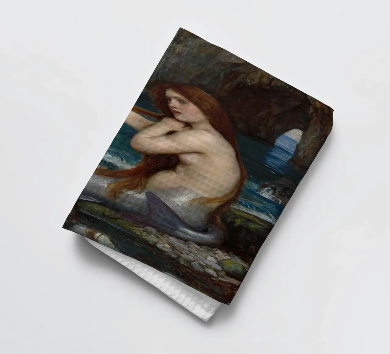 John William Waterhouse - Eine Meerjungfrau (1900) Geschirrtuch von Timeless Artworks