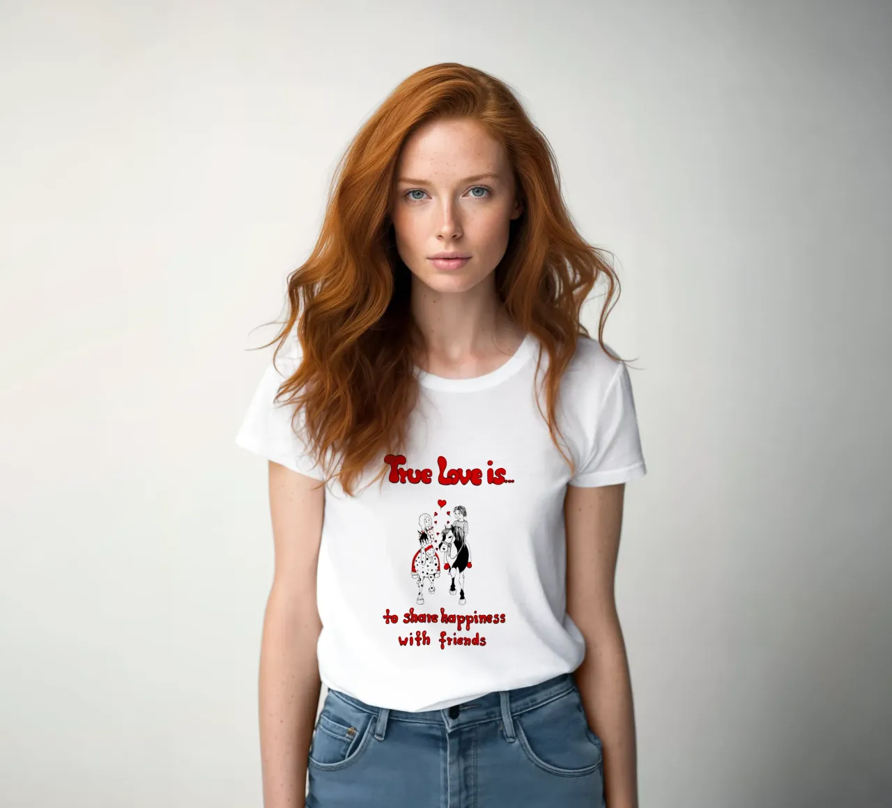 "True Love is to share happiness with friends" t-shirt da donna da Pferdemädchen