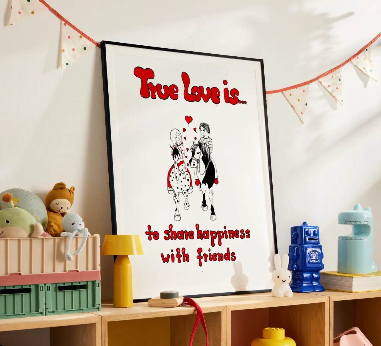 "True Love is to share happiness with friends" carta hahnemühle da Pferdemädchen