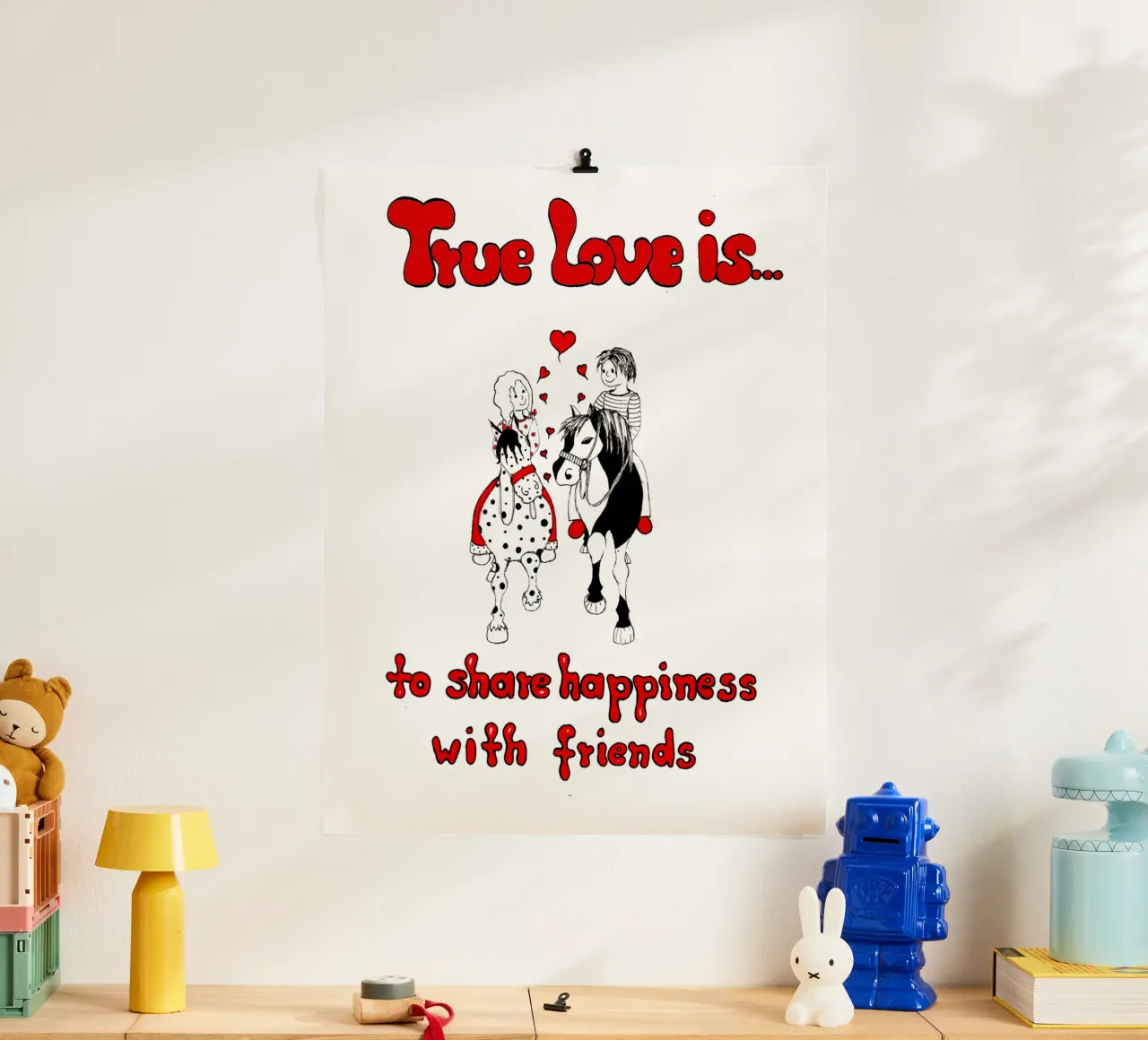 "True Love is to share happiness with friends" carta hahnemühle da Pferdemädchen