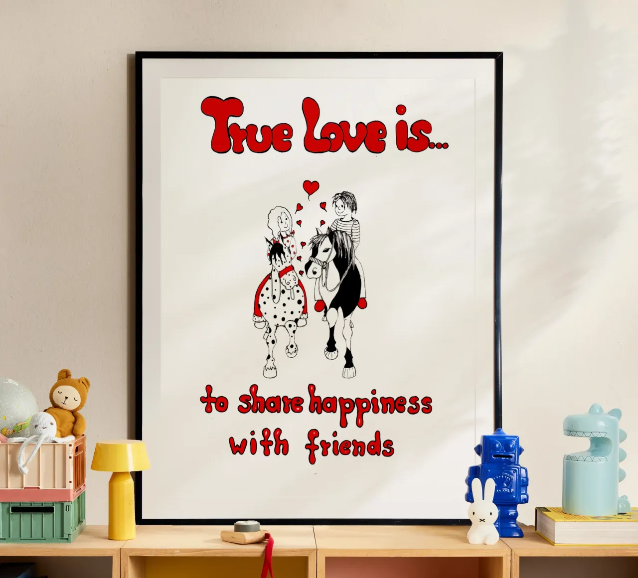 "True Love is to share happiness with friends" carta hahnemühle da Pferdemädchen