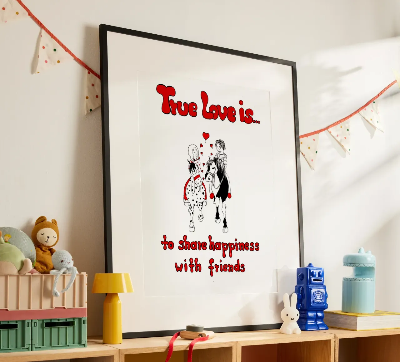 "True Love is to share happiness with friends" carta hahnemühle da Pferdemädchen