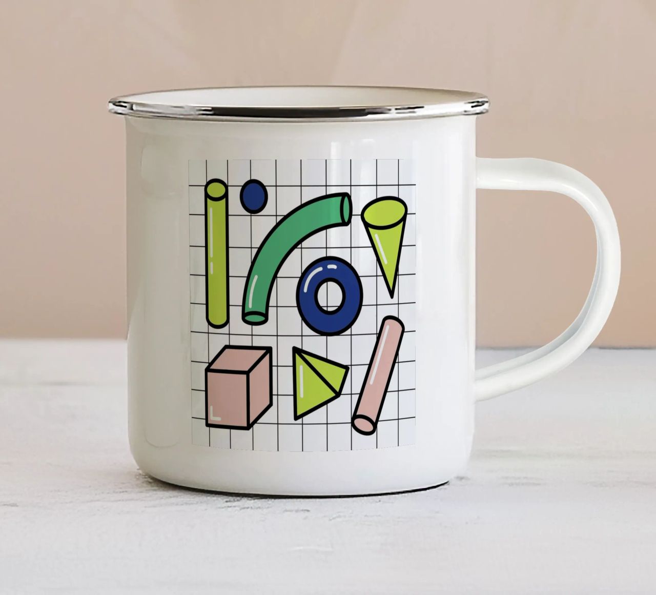 Shapes On A Grid tazza in smalto da Rachel Peck