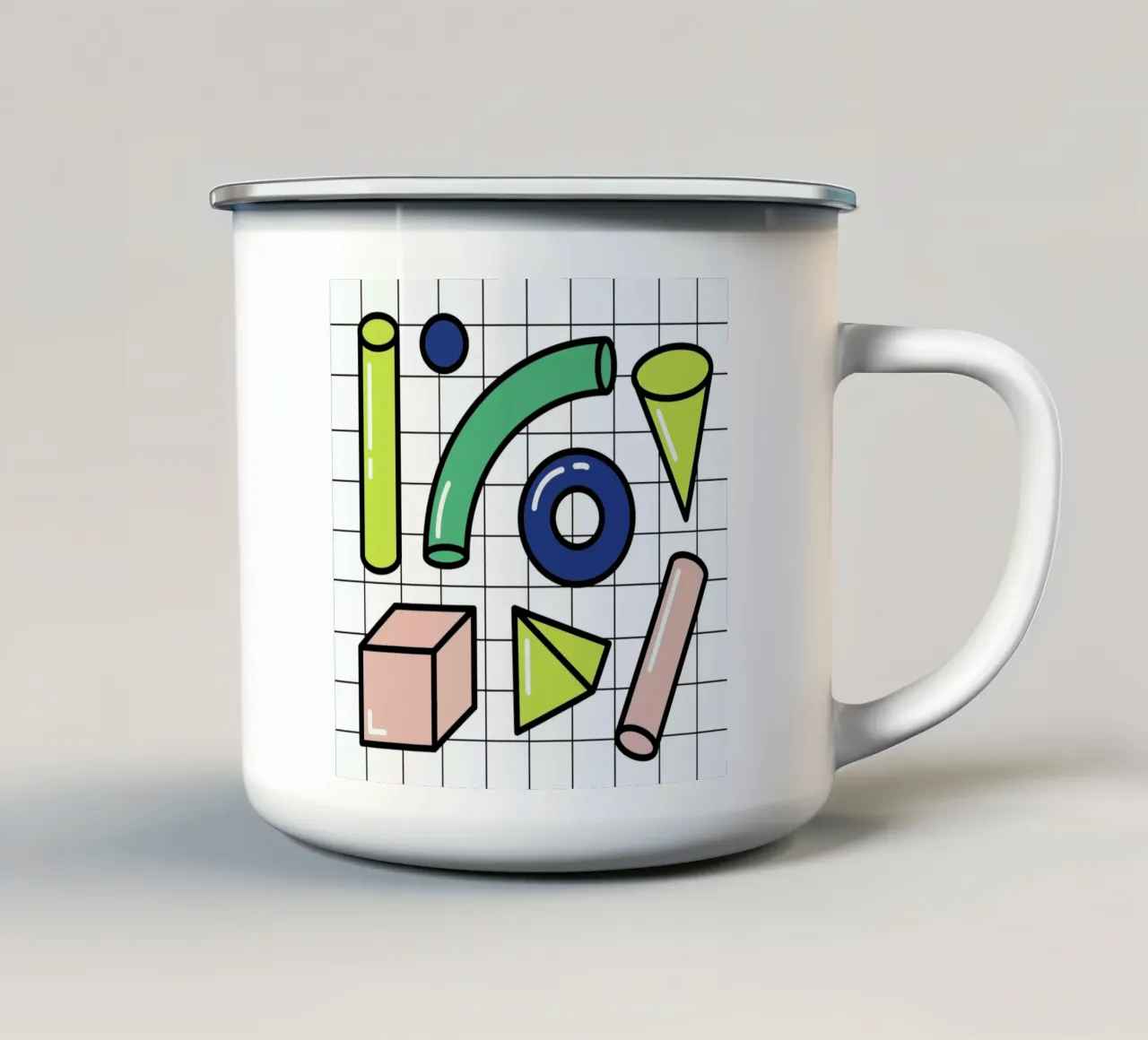 Shapes On A Grid mug en émail de Rachel Peck