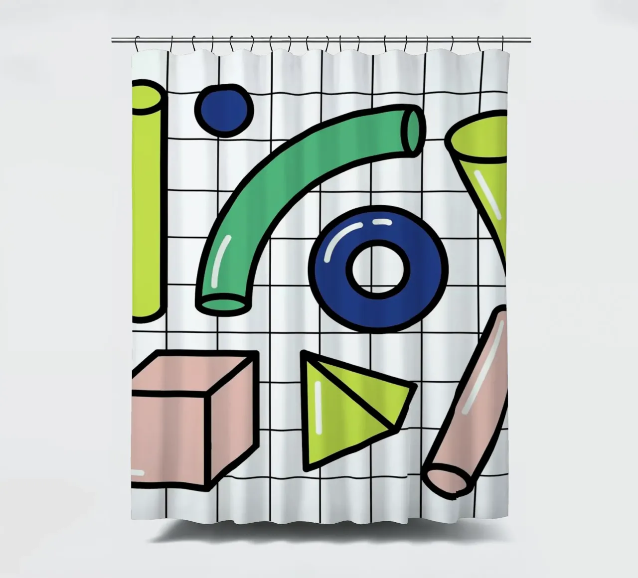 Shapes On A Grid cortina de baño de Rachel Peck