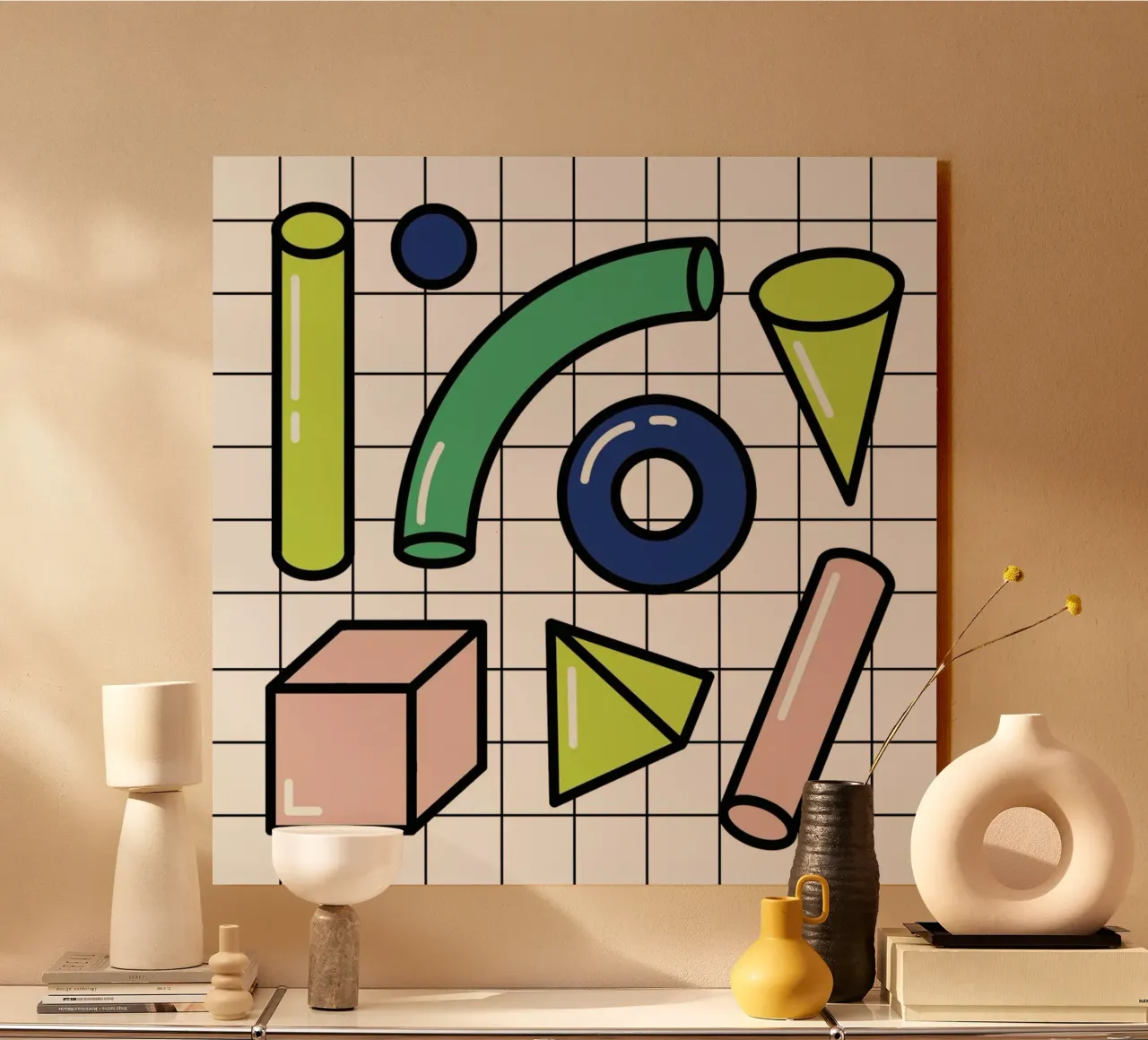 Shapes On A Grid alluminio dibond da Rachel Peck