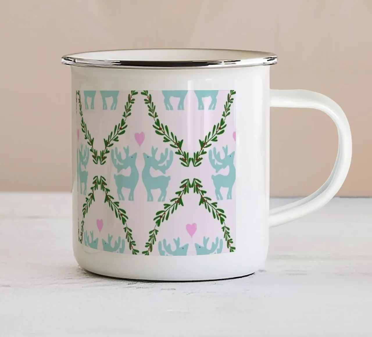 HirschgeWeihnachten hell tazza in smalto da Miris bunte Modewelt