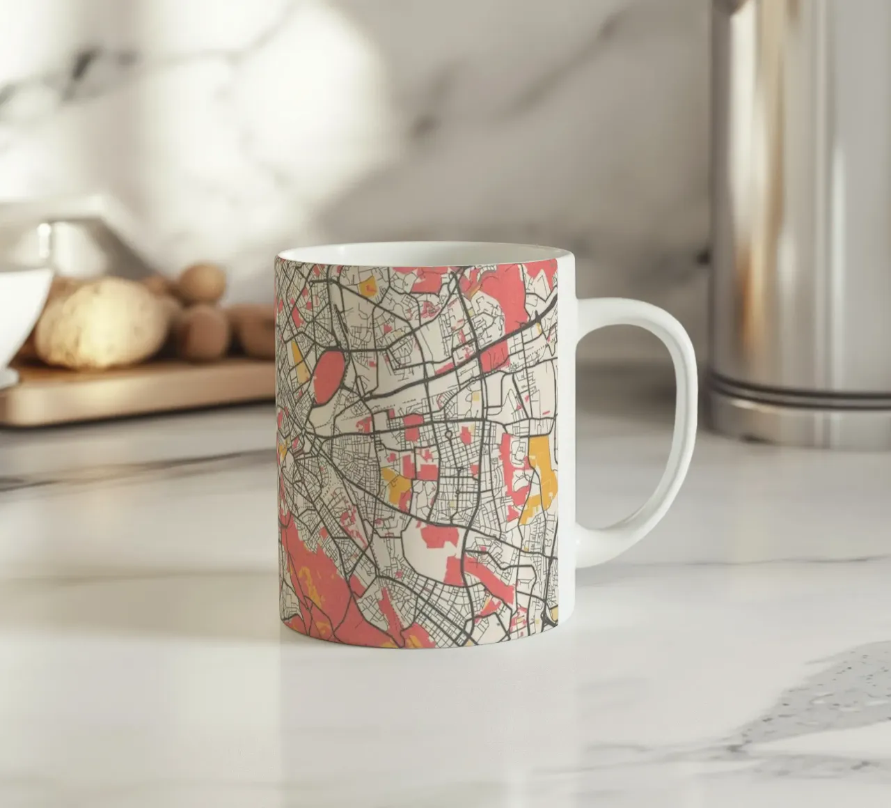 Mappa di Roma - Stampa d'arte su carta geografica d'ispirazione vintage tazza in ceramica da MOOODZART