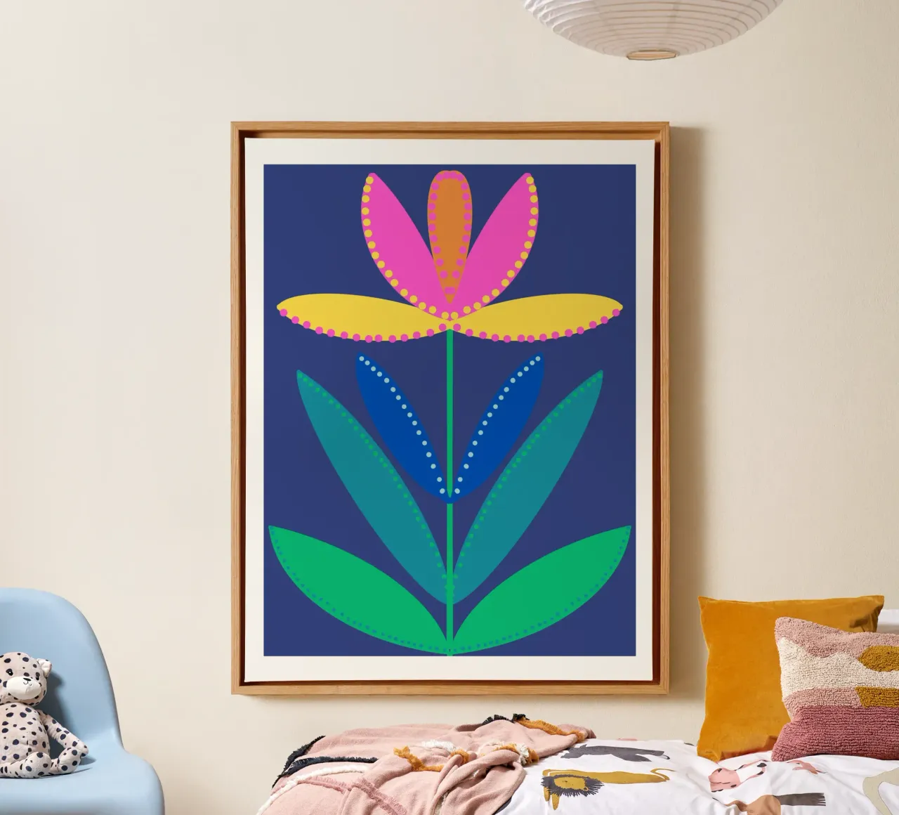Tulipa blau big canvas met Baklijst van Miris bunte Modewelt
