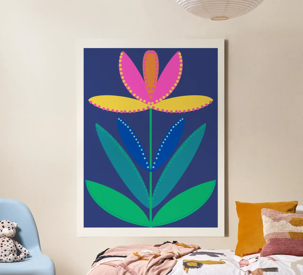 Tulipa blau big canvas met Baklijst van Miris bunte Modewelt