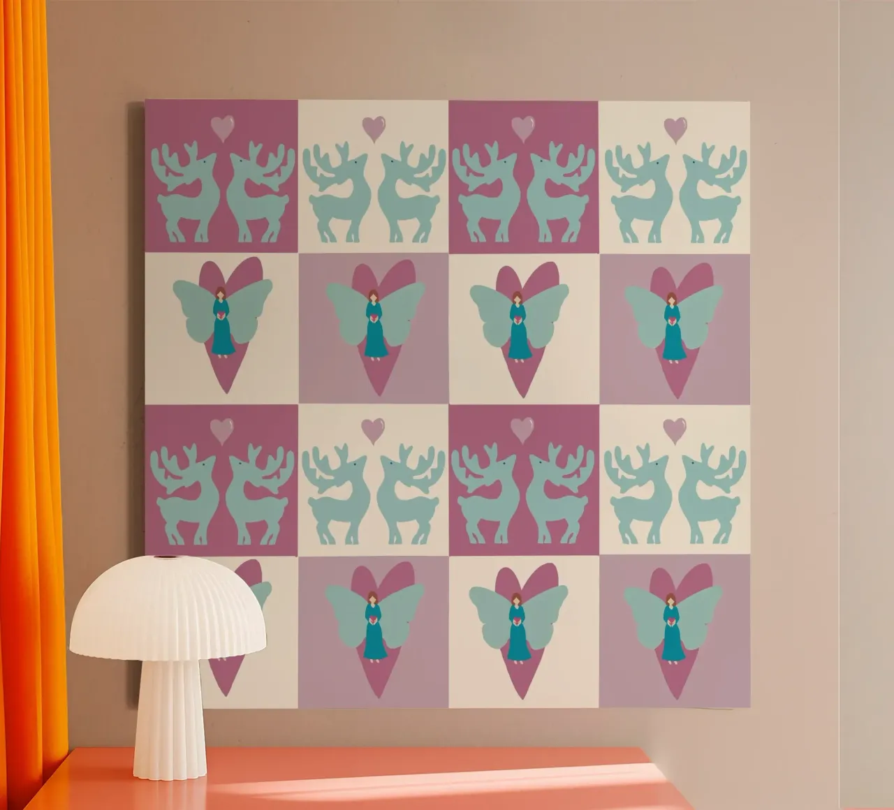 Weihnachtsschach hell Leinwand mit Schattenfugenrahmen von Miris bunte Modewelt