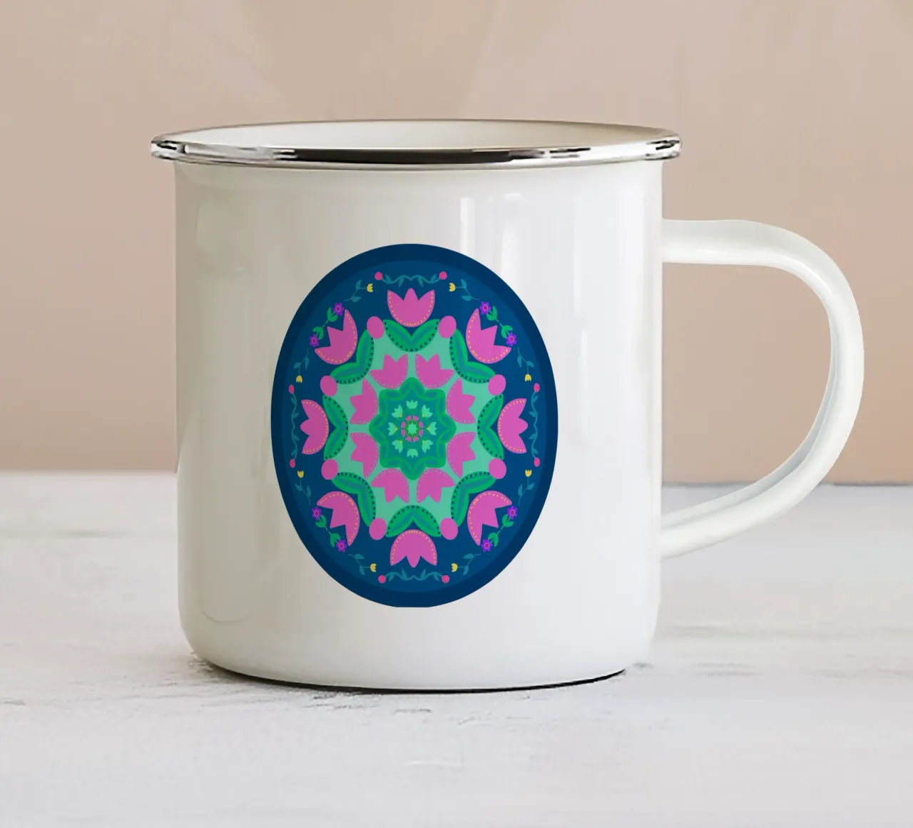 Tulipa blau rund tazza in smalto da Miris bunte Modewelt