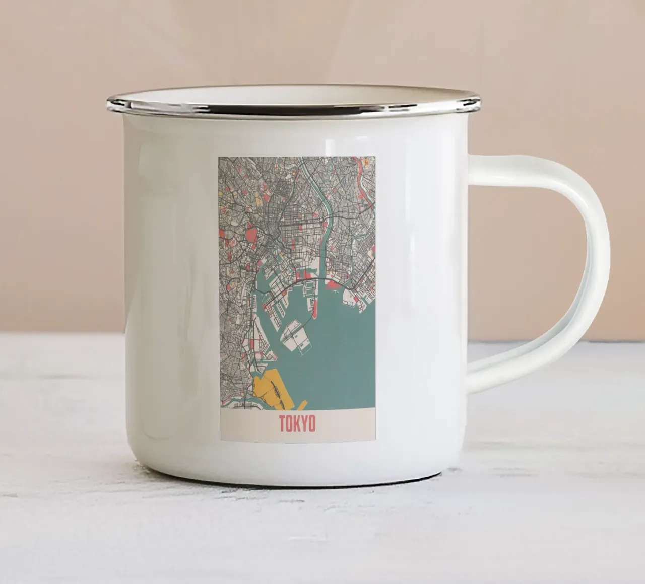 Mappa della città di Tokio tazza in smalto da MOOODZART