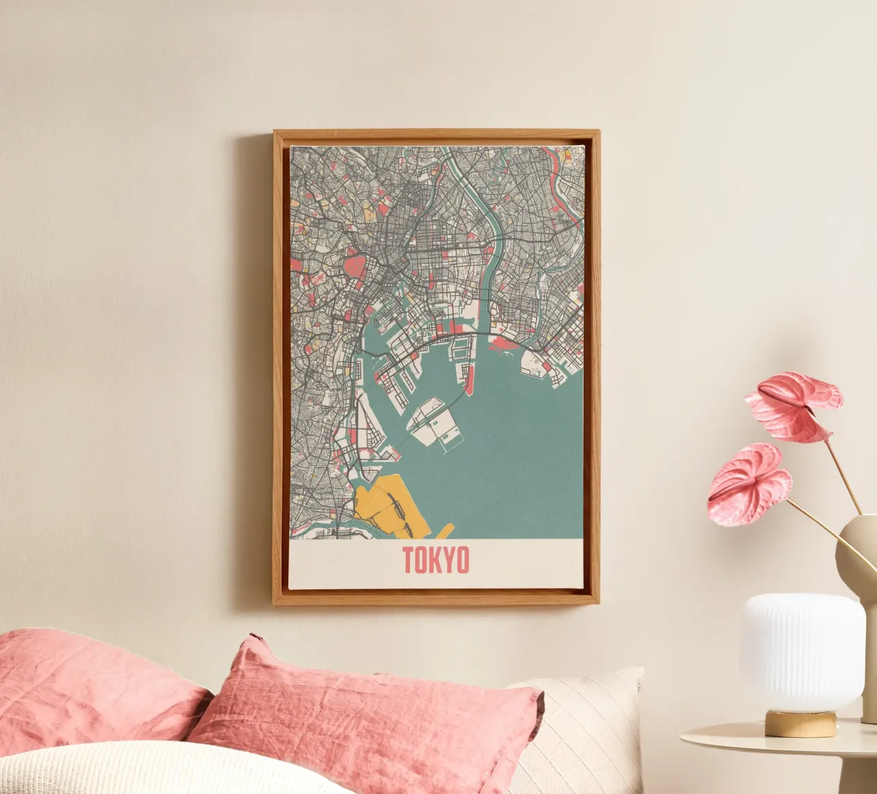 Tokio Kaart canvas met Baklijst van MOOODZART