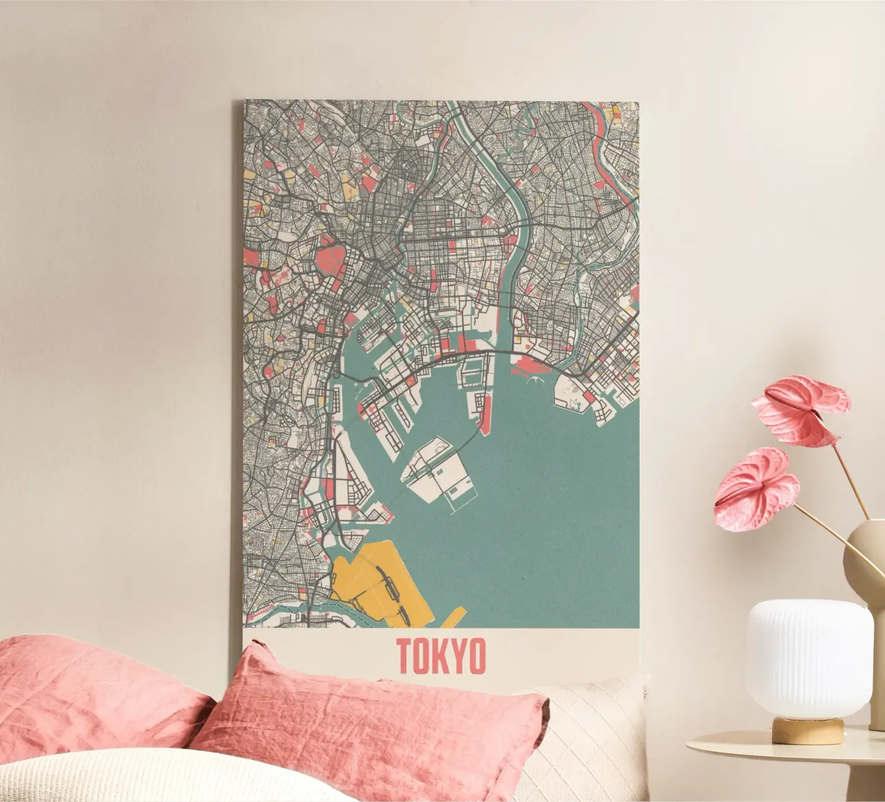 Tokio Kaart canvas met Baklijst van MOOODZART