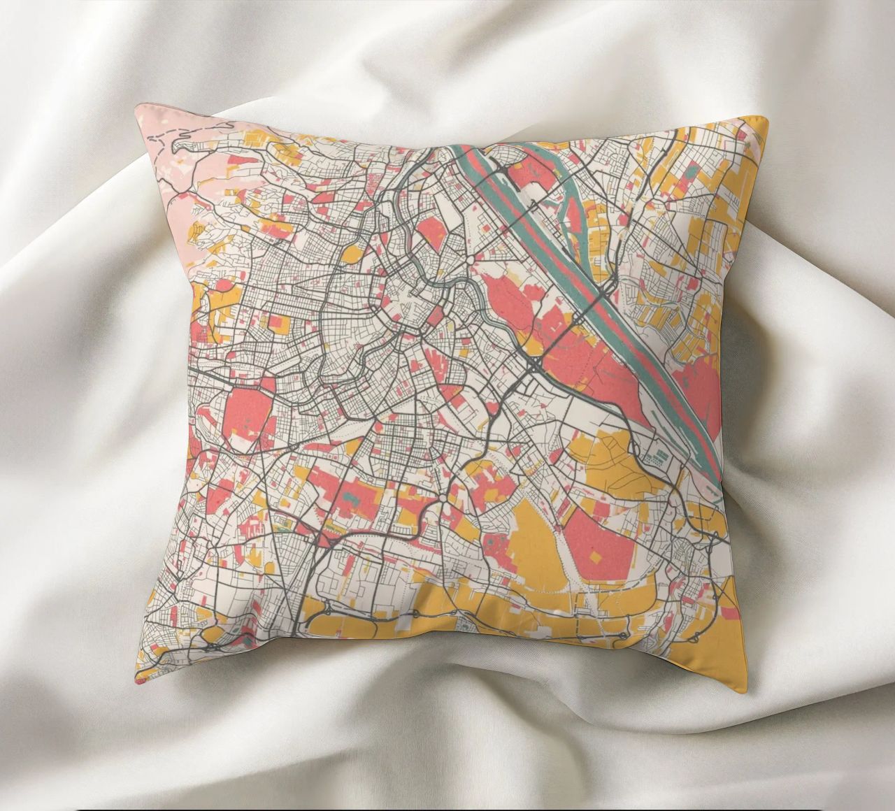 Wien Map Art Print Kissen von MOOODZART