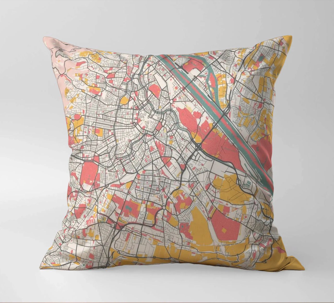Wien Map Art Print Kissen von MOOODZART