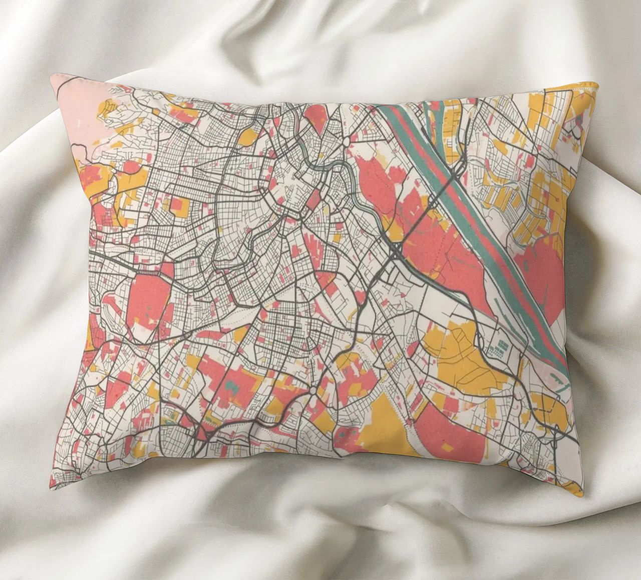 Wien Map Art Print Kissen von MOOODZART
