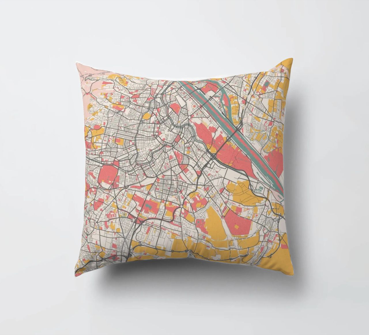 Wien Map Art Print Kissen von MOOODZART