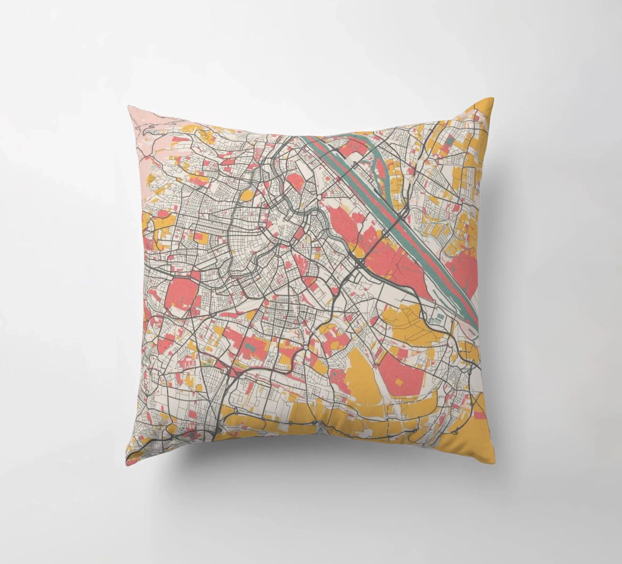Wien Map Art Print Kissen von MOOODZART