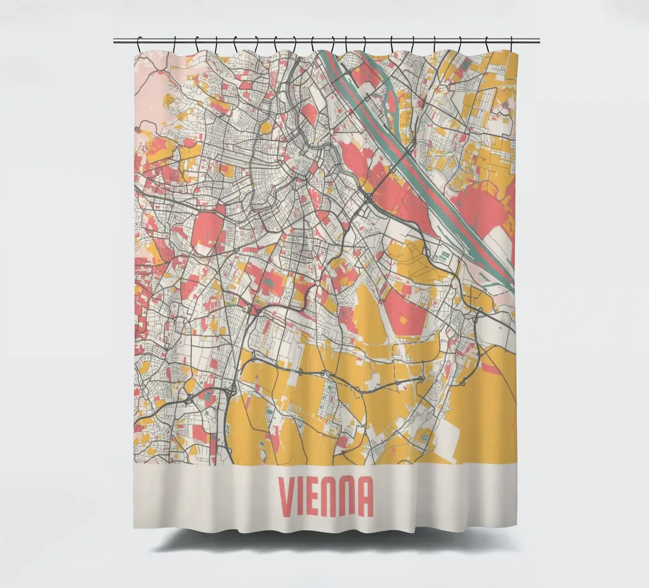 Stampa d'arte della mappa di Vienna tenda da doccia da MOOODZART