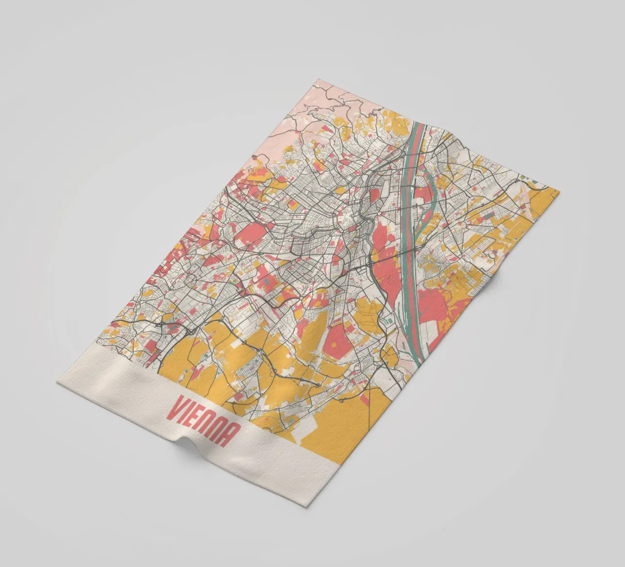 Vienna Map Art Print beach towel by MOOODZART