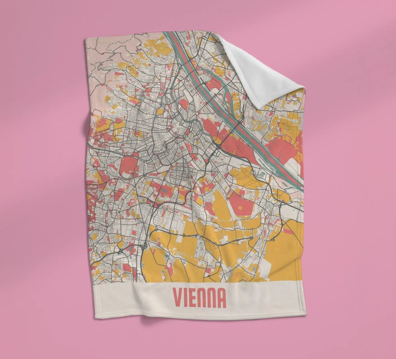 Wien Map Art Print Fleecedecke von MOOODZART