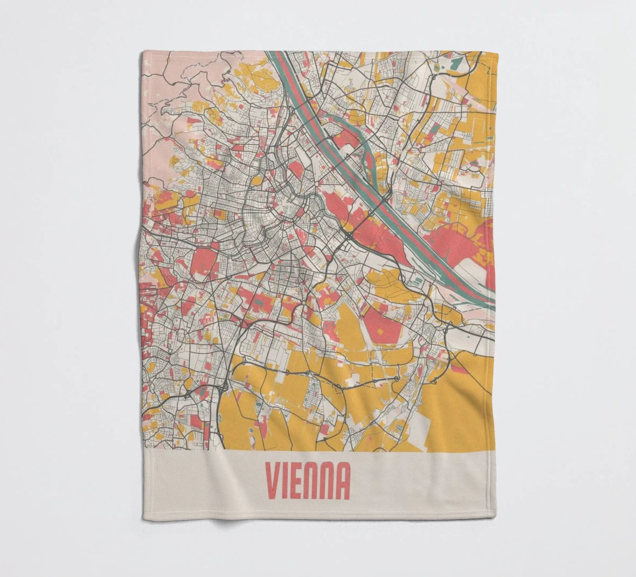 Wien Map Art Print Fleecedecke von MOOODZART