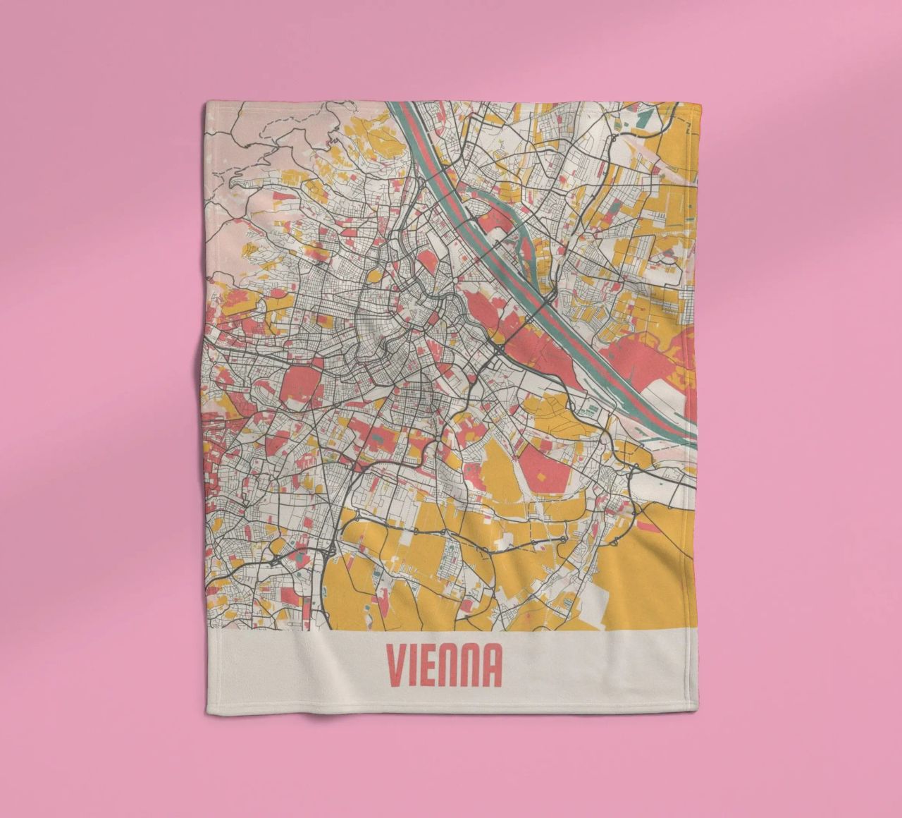 Wien Map Art Print Fleecedecke von MOOODZART
