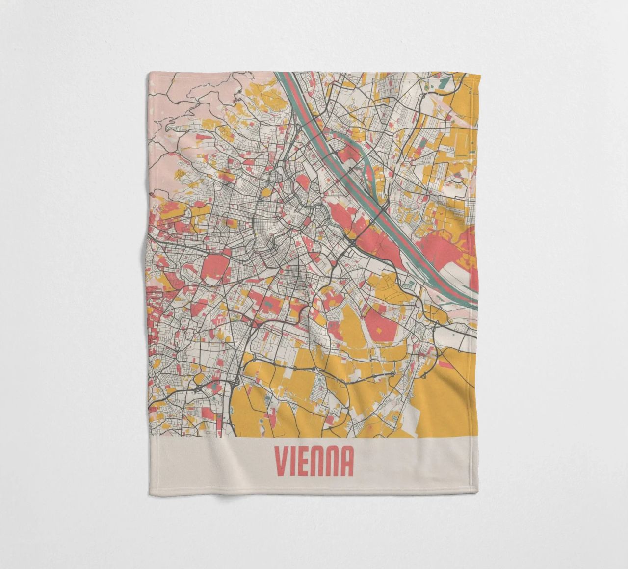 Wien Map Art Print Fleecedecke von MOOODZART