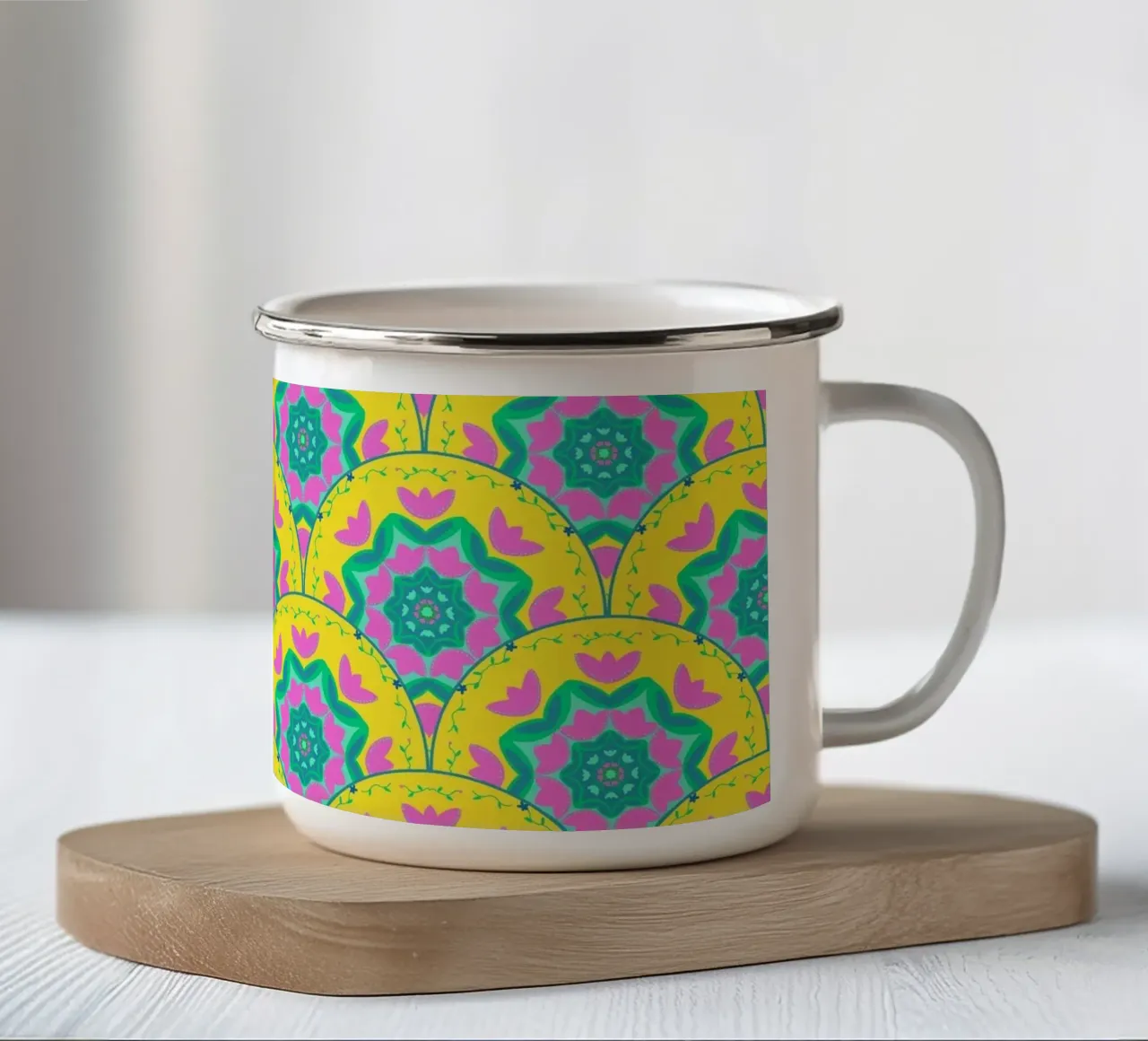 Tulipa gelb Muschelmuster tazza in smalto da Miris bunte Modewelt