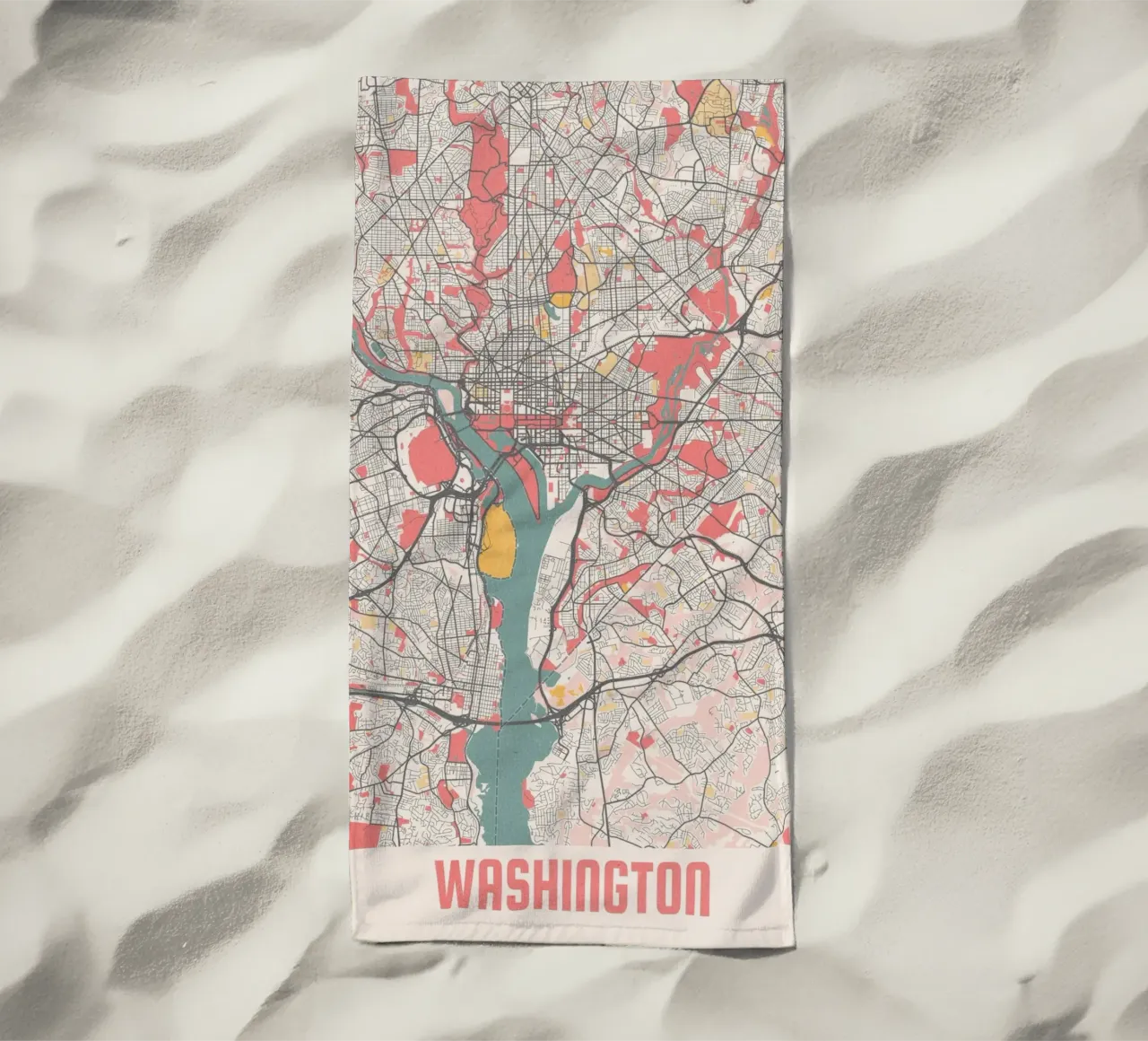Washington DC Map beach towel by MOOODZART