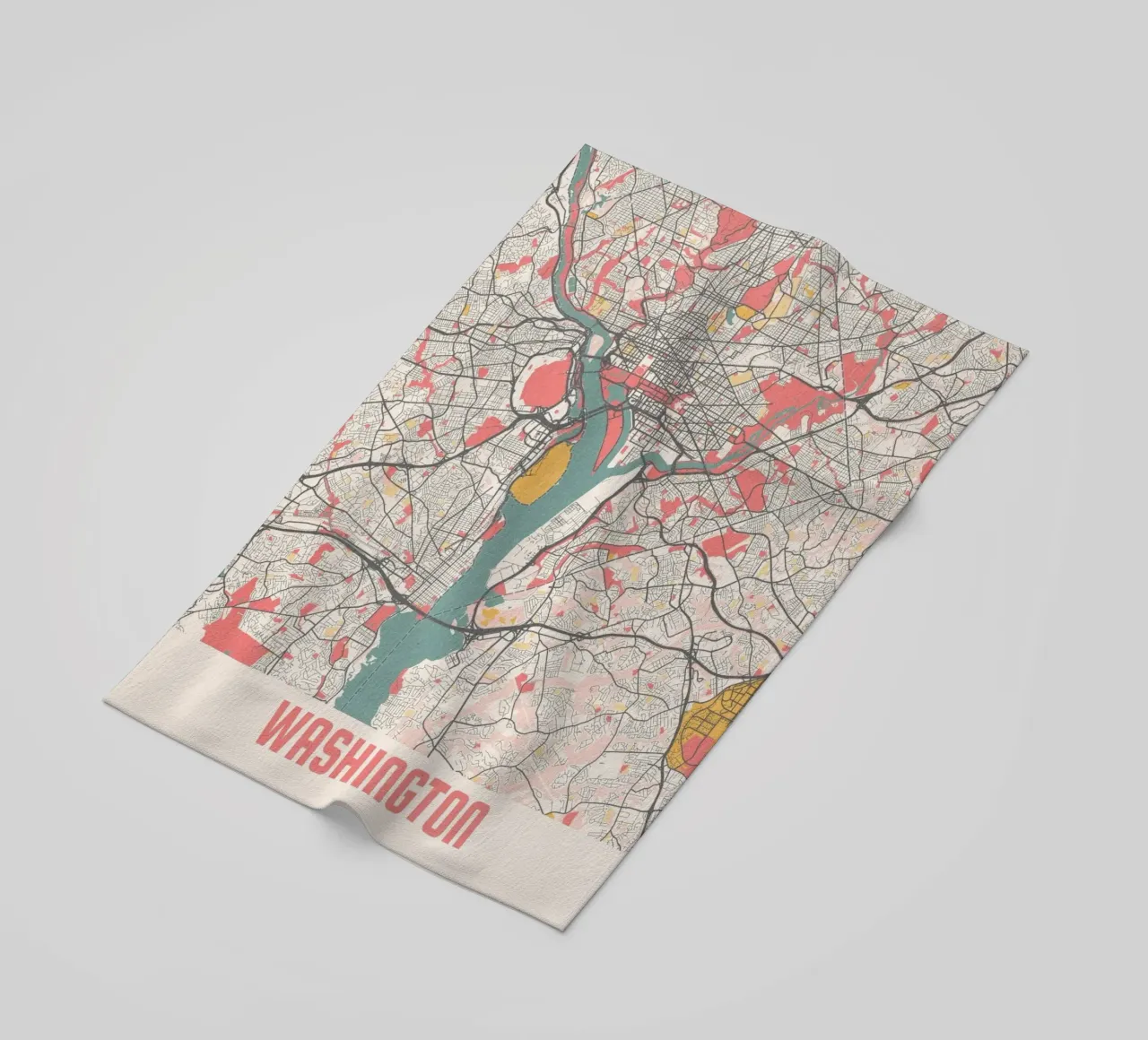 Washington DC Map beach towel by MOOODZART