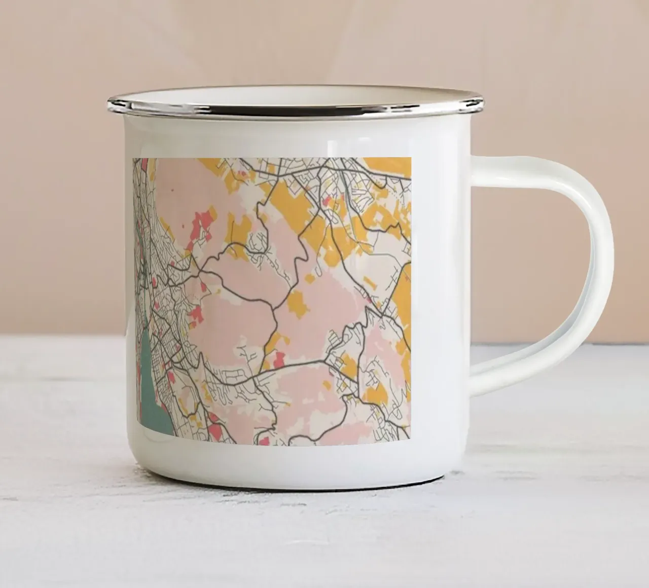 Stampa d'arte colorata di Zurigo tazza in smalto da MOOODZART