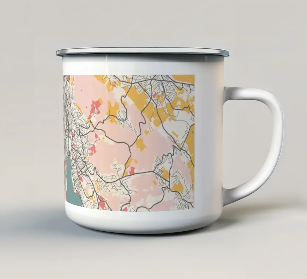 Stampa d'arte colorata di Zurigo tazza in smalto da MOOODZART