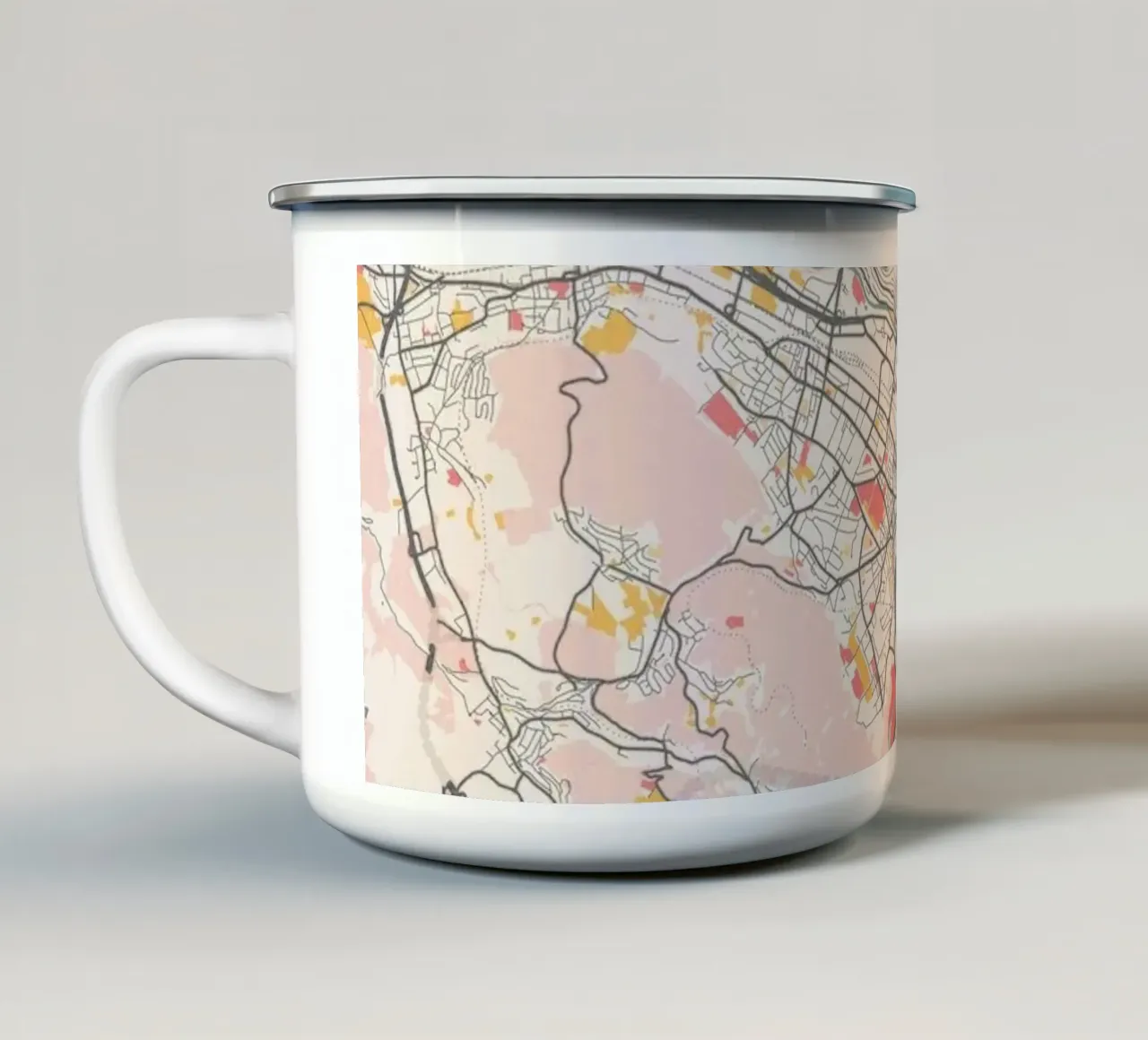 Stampa d'arte colorata di Zurigo tazza in smalto da MOOODZART