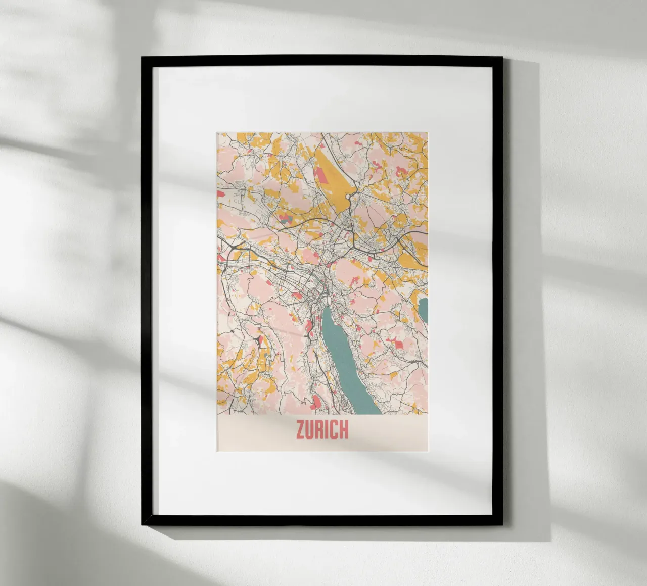 Stampa d'arte colorata di Zurigo poster con telaio in alluminio da MOOODZART